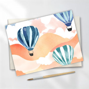 Heißluftballons   Pastel Watercolor Feiertagspostkarte