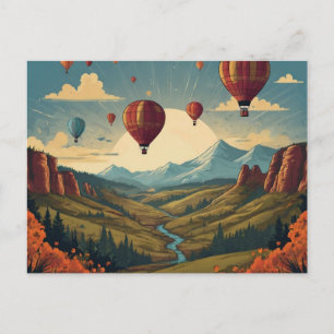 Heißluftballons über dem Tal Postkarte
