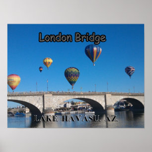 Heißluftballons über der London Bridge Poster