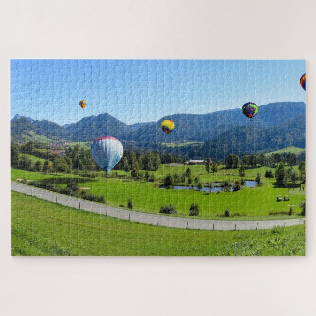 Heißluftballons über Golfplatz schweben Puzzle (Horizontal)
