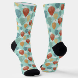 Heißluftballons und Gemusterte Weißwolken Socken