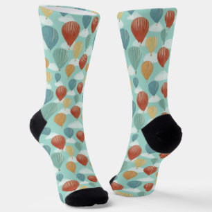 Heißluftballons und Gemusterte Weißwolken Socken