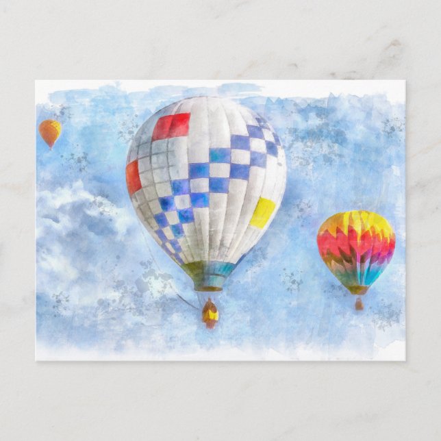 Heißluftballons Wasserfarbe Postkarte (Vorderseite)