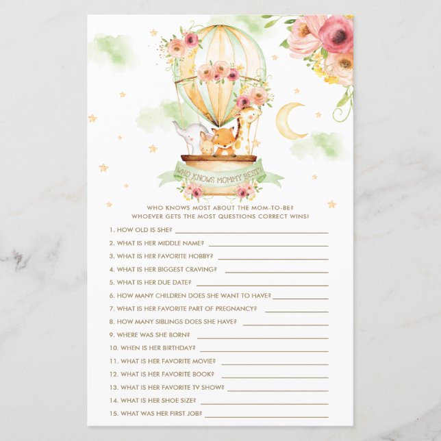 Heißluftballontiere, die Mommy Best Game kennen (Vorderseite)