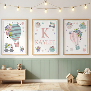 Heißluftballonwolke, Regenbogen, Moon Art Print Se Poster