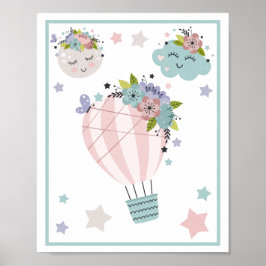 Heißluftballonwolke, Regenbogen, Moon Art Print Se Poster