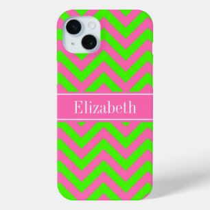 Heißrosa #2 Limettengrün LG Chevron Namensmonogram Case-Mate iPhone Hülle