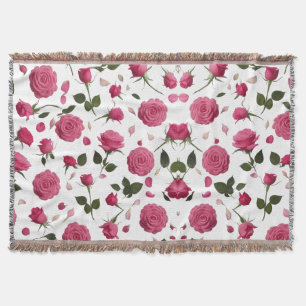 Heißrosa 3D-Rosenmuster Kuscheldecke zum Werfen Decke