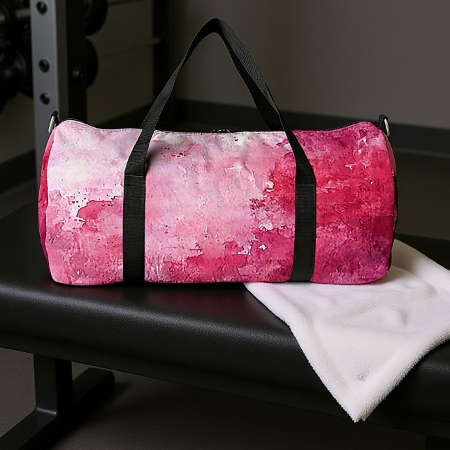 Heißrosa abstrakte Wasserfarbe  Duffle Bag (Von Creator hochgeladen)