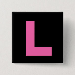 Heißrosa auf schwarzem Hühner-Nacht-L-Plakette Button
