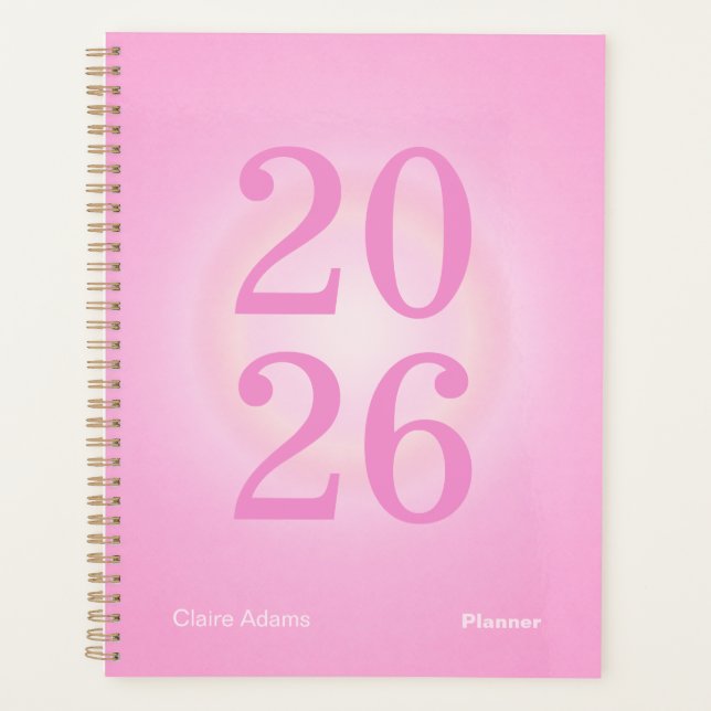 Heißrosa Aura Big Year Planer (Vorderseite)