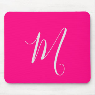 Heißrosa-chic-Monogramm Mousepad