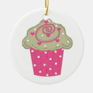 Heißrosa Cupcake Keramik Ornament