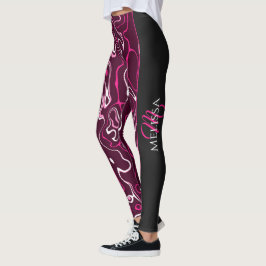 Heißrosa Damast abstrakte Wirbel Individuelles Mon Leggings