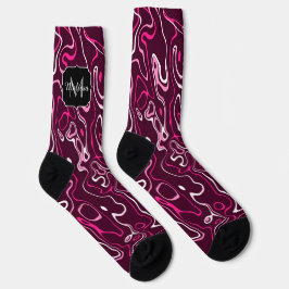Heißrosa Damast abstrakte Wirbel Individuelles Mon Socken