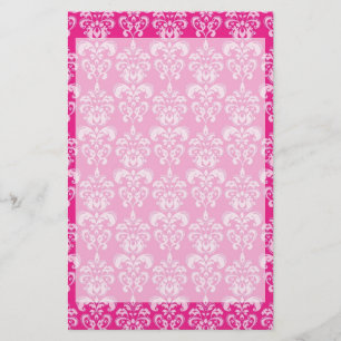 Heißrosa Damastmuster Briefpapier