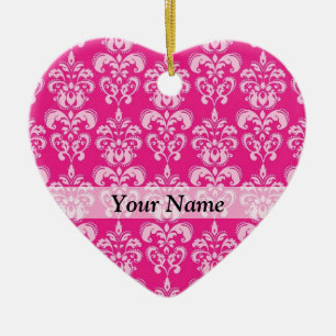 Heißrosa Damastmuster Keramikornament