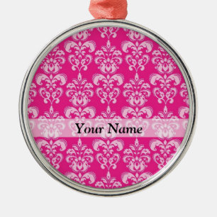 Heißrosa Damastmuster Ornament Aus Metall