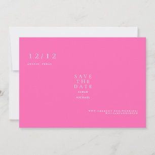 Heißrosa einfache Text-only-Hochzeit Save-the-Date Save The Date