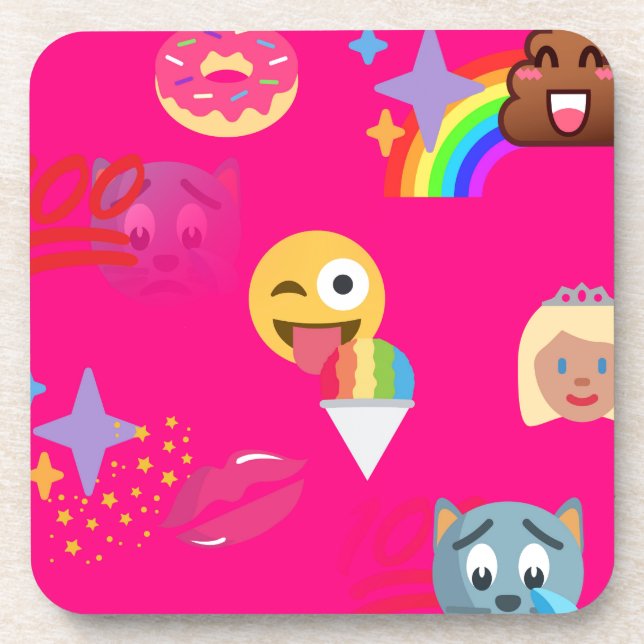 heißrosa Emoji Getränkeuntersetzer (Vorderseite)