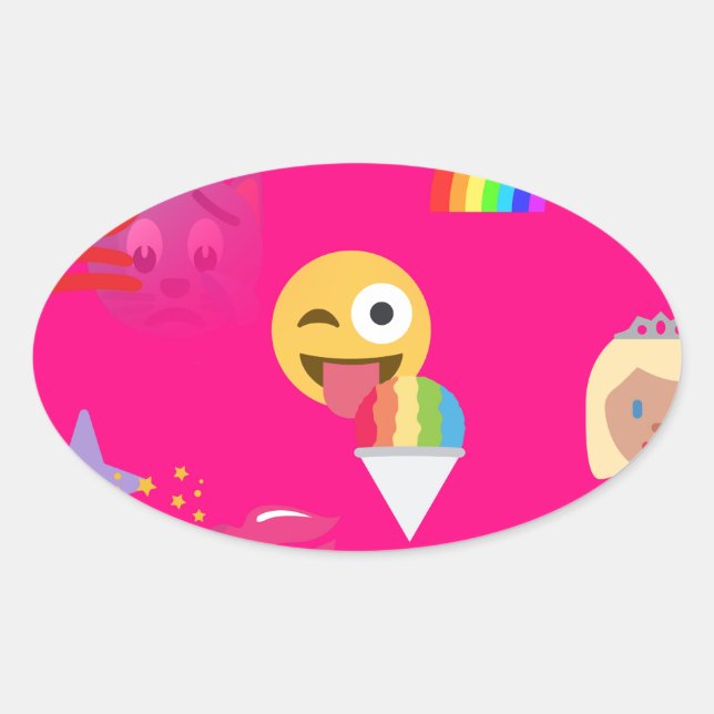 heißrosa Emoji Ovaler Aufkleber (Vorderseite)