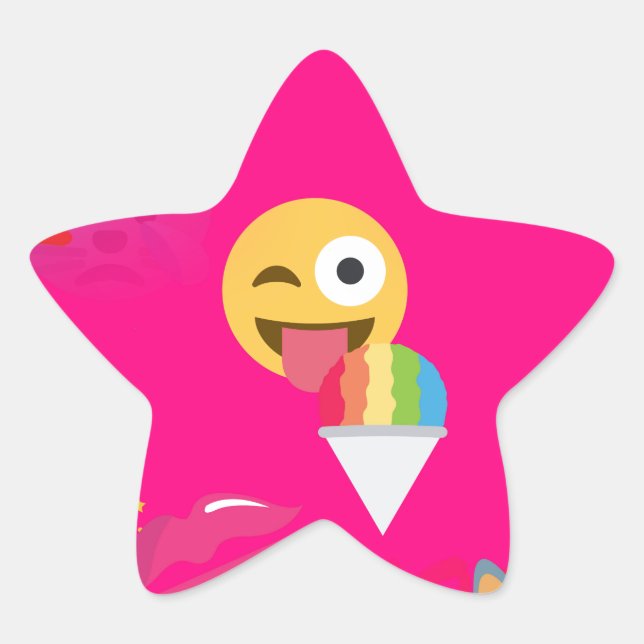 heißrosa Emoji Stern-Aufkleber (Vorderseite)