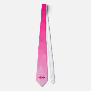 Heißrosa Farbverlauf Geometrie-Netzmuster Monogram Krawatte