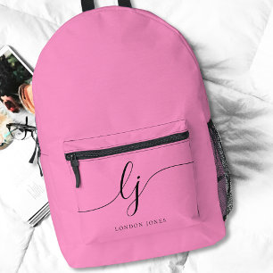 Heißrosa femininer typografischer Name Girly Bedruckter Rucksack