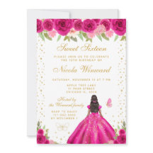 Heißrosa Florale Dark Skin Prinzessin Sweet Sixtee