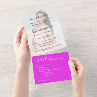 Heißrosa Foto Hintergrund RSVP Event-Einladung All In One Einladung