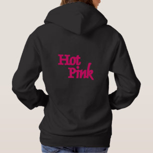 Heißrosa Frauen schwarze Kapuzenpullover Rückseite Hoodie
