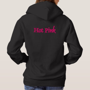 Heißrosa Frauen schwarze Kapuzenpullover Rückseite Hoodie