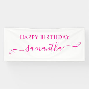 Heißrosa Froher Geburtstag Süße Schleife Signatur  Banner