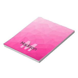 Heißrosa geometrisches Mesh-Muster Monogramm Notizblock