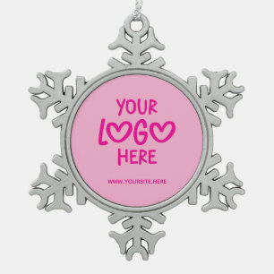 Heißrosa Geschäft-Logo-Seite Schneeflocken Zinn-Ornament