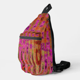 Heißrosa Groovy abstrakte Retro-Atomwellen Crossbody Bag