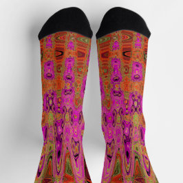 Heißrosa Groovy Abstrakte Retro Atomwellen Socken