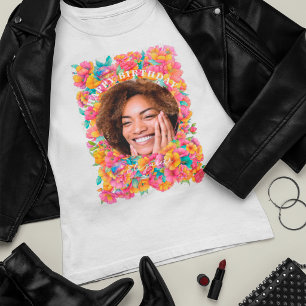 Heißrosa helle florale Disco-Kugel-Geburtstagsfoto T-Shirt