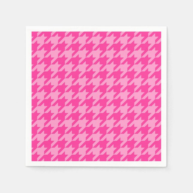 Heißrosa Houndstooth Karo Design Serviette (Vorderseite)