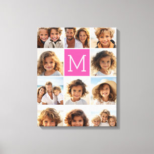 Heißrosa Instagram-Fotocollage mit individuellem M Leinwanddruck
