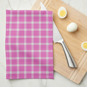 Heißrosa kariertes Gingham-Karo Geschirrtuch