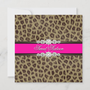 Heißrosa Leopard Sweet Sixteen Geburtstagsfeier Einladung