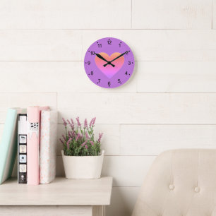 Heißrosa Liebesherz Runde Wanduhr