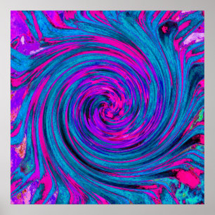 Heißrosa, Lila und Blaue Abstrakte Retro-Twirl Poster