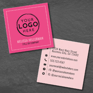 Heißrosa-Logo Professionell Minimalistisch Quadratische Visitenkarte