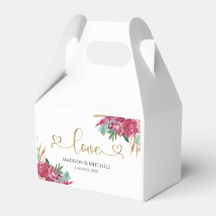 Heißrosa Magenta Blumen Elegant Gold Schrift Herze Geschenkschachtel