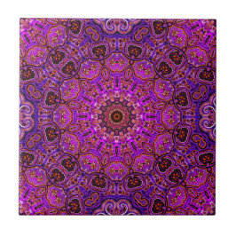 Heißrosa Mandala-Kaleidoskop-Muster Fliese