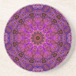 Heißrosa Mandala-Kaleidoskop-Muster Getränkeuntersetzer