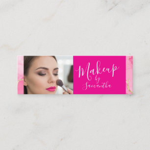 Heißrosa Marmor Schrift Foto Make-up  Mini Visitenkarte