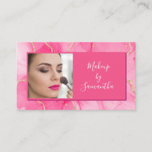 Heißrosa Marmor Schrift Foto Make-up Visitenkarte